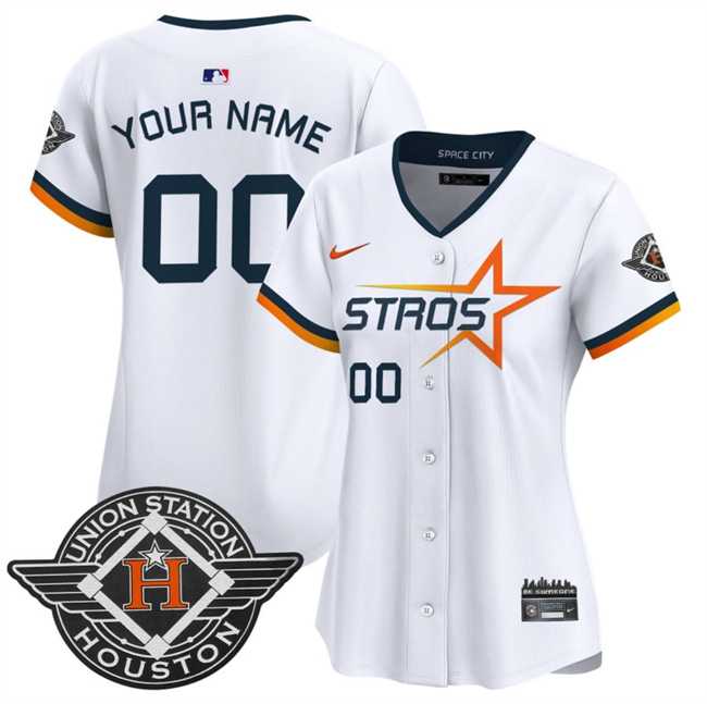 Women%27s Houston Astros Active Player Custom White 2025 City Connect Limited Stitched Baseball Jersey(Run Small)